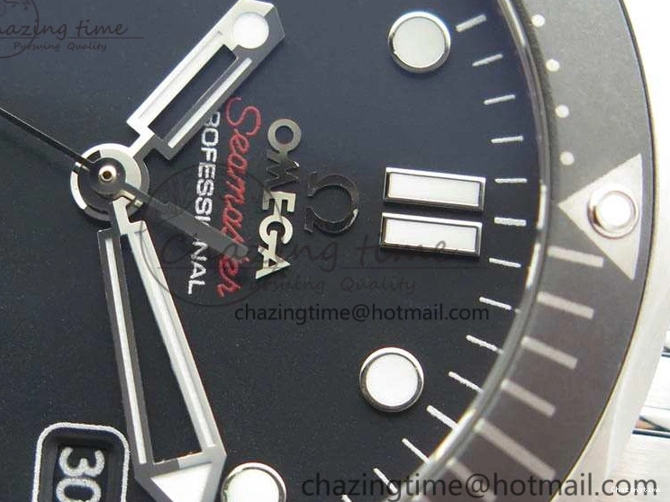 0823 Flexible Seamaster 300M SS OMF 1:1 Best Edition Black Dial Matt Black Ceramic Bezel On SS Bracelet A 8147
